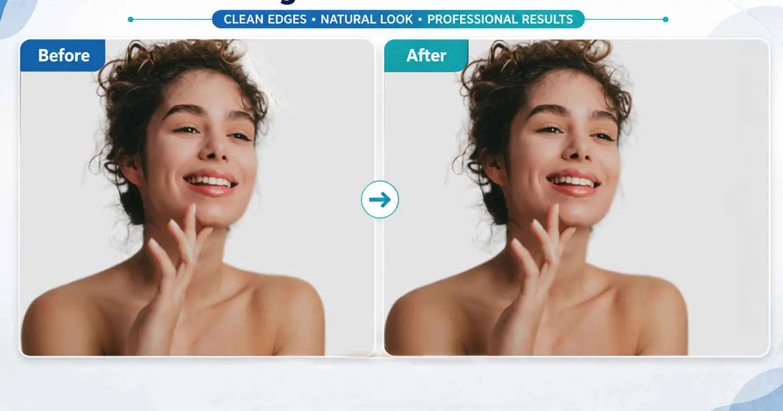 decontaminate-colors-hair-before-after Before-and-after portrait showing cleaner hair edges after Decontaminate Colors removes fringe from the original background.
