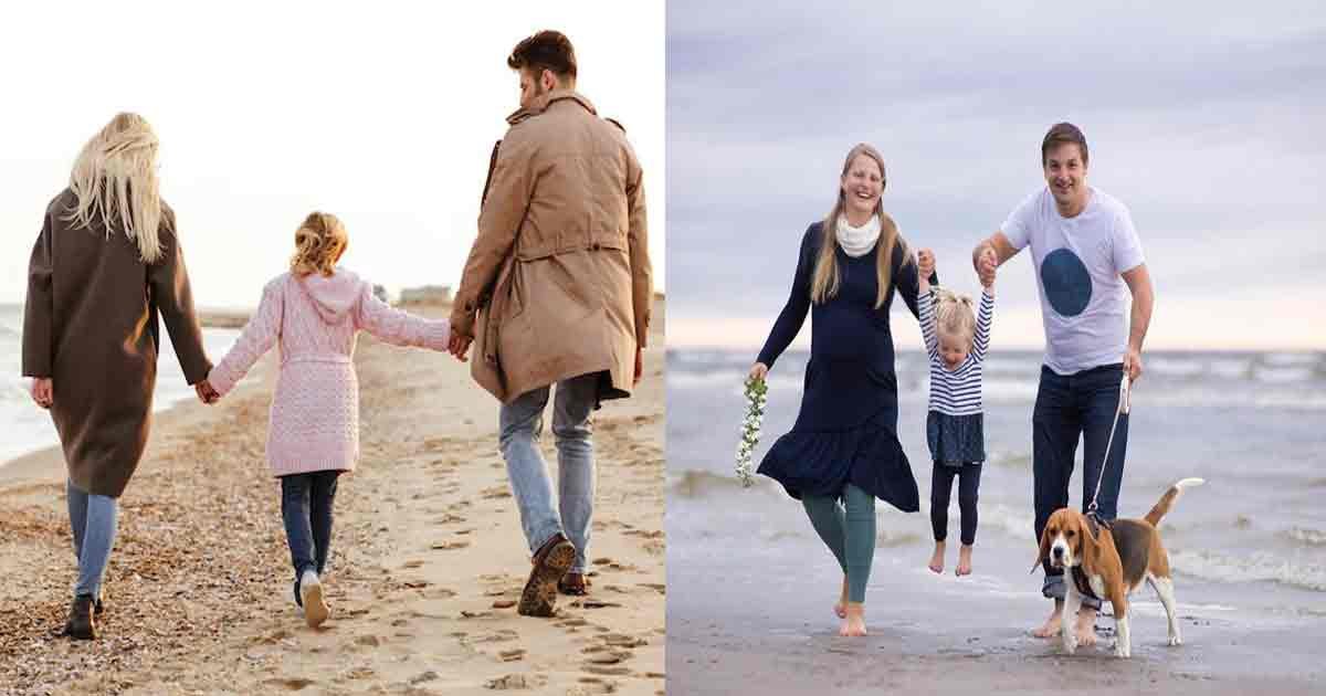 Family-walk-in-the-beach