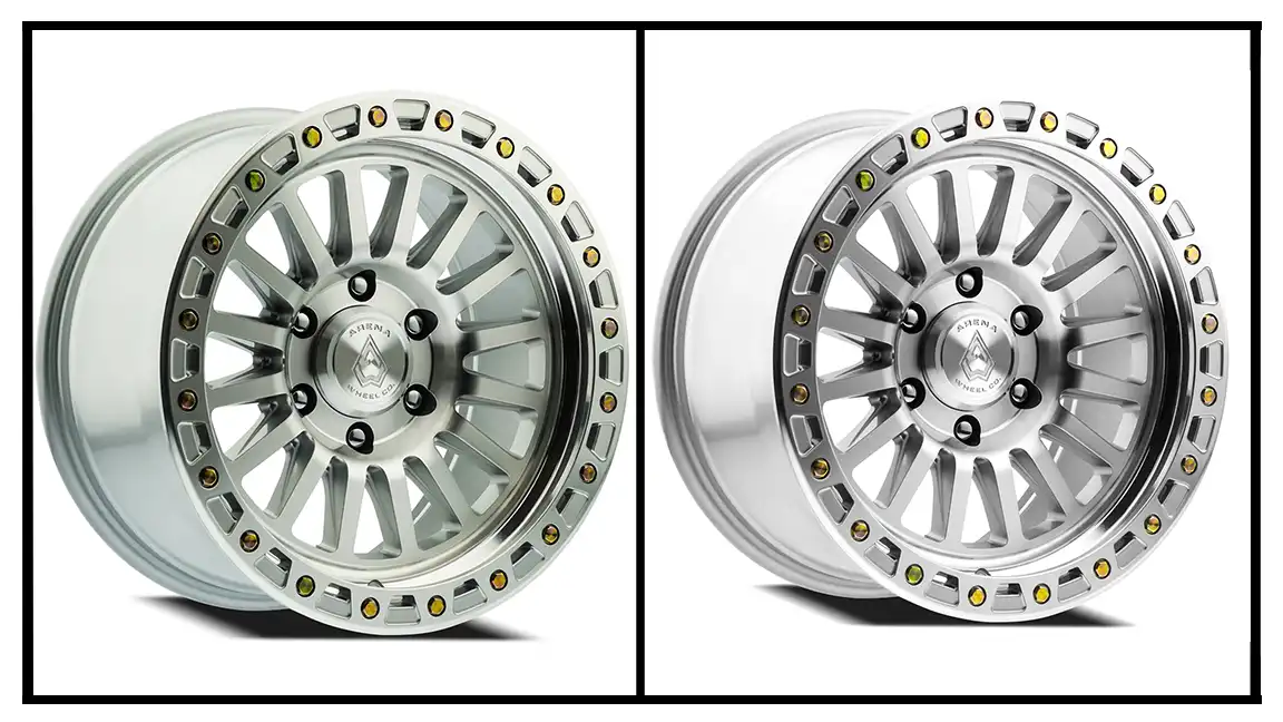 Alloy rim color correction before and after on silver alloy wheels