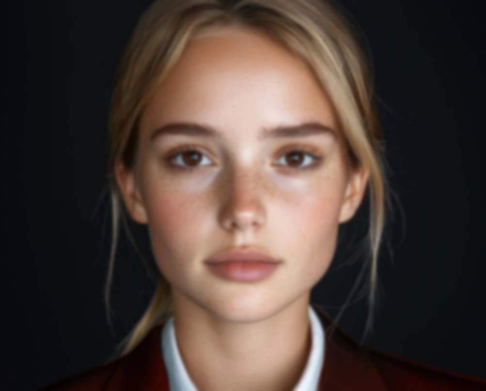 Natural-looking portrait retouching that enhances skin texture, sharpens the eyes